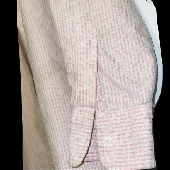 pink pinstriped button-down polo womens small - Picture 8 of 9